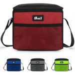 Uhat Adult Cooler Lunch Box Small Cool Bag 5L Dual Compartment Thermal Bag for Work School Day Trip (Red)