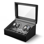 WAWOFUN Automatic Watch Winder, Watch Winders for 4 Watches Self Winding Watch Box Dust-Proof Watch Display Box with 4 Winder Positions and 6 Storage Space, Perfect for Men Women Watch Enthusiasts