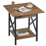 GreenForest End Table 24'' Industrial Design Side Table with Storage Shelf for Living Room, Easy Assembly Rustic, Rustic Walnut