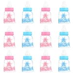 Siumir Baby Shower Bottles Fillable Bottles Candy Bottles for Newborn Birthday Party Decoration 12 pcs (Blue + Pink)