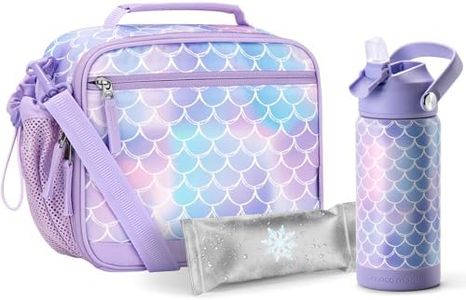 Choco Mocha Kids Lunch Box for Girls Lunch Boxes for School Lunchbox for Kids Lunch Bag for Girls with Shoulder Strap for Toddler Preschool Kindergarten,Purple Mermaid