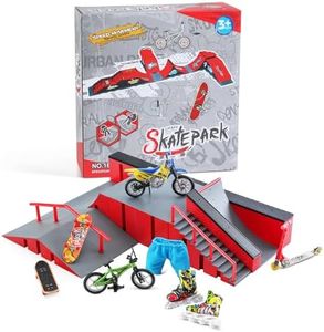BROKIG Decktoy Finger Skateboard Ramp Set for Kids Upgrade,Mini Fingerboard Skatepark Training Finger Boards Toys Kit Boys Gift(HB-004)