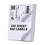 Labelebal Half Sheet Labels, Shipping Labels 2 Per Sheet for Laser & Inkjet Printers, 8.5" x 5.5" Address Labels, 500 Labels