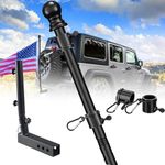 Truck Flag Pole Kit with Trailer Hitch Holder - 5FT Heavy Duty Tangle Free Flagpole for Trucks,Upgraded Windproof Holder with Longer Sleeve,for Truck Bed, Car Tailgate, Outdoor Umbrella Mount - Black