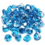 Kinway 20lbs Fire Glass Diamonds 1 Inch Fire Pit Glass Rock for Gas or Propane Fire Pit or Fireplace Margarita Azure Blue