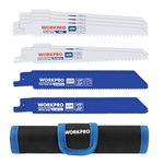 WORKPRO 10-Piece Reciprocating Saw Blades Set | Sabre Saw Blades for Metal/Wood Cutting | Bi-Metal/HCS Saw Blades Set with Storage Bag | Compatible with Most Reciprocating Saw