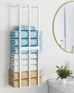 Uptyia Bath Towel Bars,Towel Racks for Bathroom Wall Mounted, Towel Storage, Metal Bath Towel Holder for Folded Large Washcloths (White)