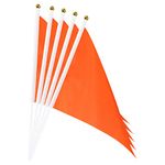 sourcing map Orange Flag Stick Hand Held Small Mini DIY Flag Banner 8.2 Inch x 5.5 Inch Triangle for Festival Events Party Decoration Pack of 20