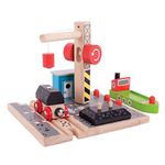 Bigjigs Rail Coal Canal Docks Wooden Train Track Accessories - Bigjigs Train Accessories for Kids Train Sets with Working Wooden Crane, Trains for Kids