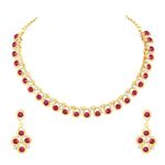 Atasi International Gold Plated with Dark Pink Crystals Alloy Necklace Set with Earrings for Women and Grils | Stylish Jewellery for Party, Wedding and Festive Occasions