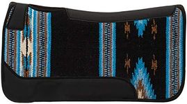 Weaver Equine 23" x 24" Contoured Single Weave Wool Blend Felt Pony Size Saddle Pad, Shock Absorbing Western Saddle Pad for Protection, ‎Black/Blue