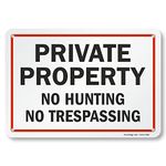 SmartSign - S-4310-AL-10 "Private Property - No Hunting, No Trespassing" Sign | 7" x 10" Aluminum Black/Red on White