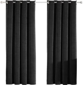 Ystyle Tende Velluto per Interni, Tende 100% Oscuranti 2 Pezzi, 140×240cm, Tenda Termica Isolante Freddo E Caldo, Tende Moderne Soggiorno Camera Da Letto, Tende Termiche Con Anelli, Nero