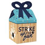 Big Dot of Happiness Strike Up the Fun - Bowling - Square Favor Gift Boxes - Birthday Party or Baby Shower Bow Boxes - Set of 12