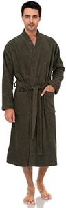 TowelSelections Men's Robe, Turkish Cotton Terry Kimono Bathrobe X-Large/XX-Large Dusty Olive