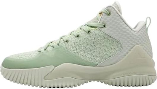 PEAK High Top Mens Basketball Shoes Streetball Master Breathable Outdoor Sneakers Cushioning Shoes for Fitness Taichi LT.Green US Size 14