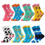 Colorful Crew Socks Fun Crazy Fruit Dog Pattern Happy Sock Packs (8 Pairs CA806)