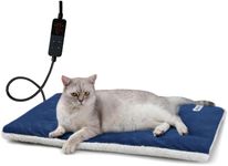 Rest-Eazzzy Heated Cat Bed with Removable Cover, 5 Level Timer & Temperature, Indoor Warming Mat for Cats & Dogs (Heat Pad, Pure-Blue, M)