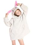 papasgix Kids Blanket Hoodie Snuggle Fluffy Sweatshirt Fleece Blanket with Star Pocket Soft Warm Cozy Sherpa Hoodie Wearable Blanket for Teens Girls Boys Bunny