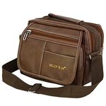 Storite 6.5 Inch PU Leather Small Sling Cross Body Travel Office Messenger One Side Shoulder Bag for Men Women(22.5x12.5x17 cm, Brown)