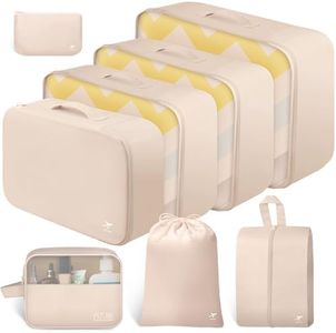 HOTOR Packing Cubes - 8 Pieces, Light Packing Cubes Travel Organizer, Premium Luggage Organizer Set, Space-Saving Travel Organizer for Suitcase, Travel Accessories and Essentials, Beige