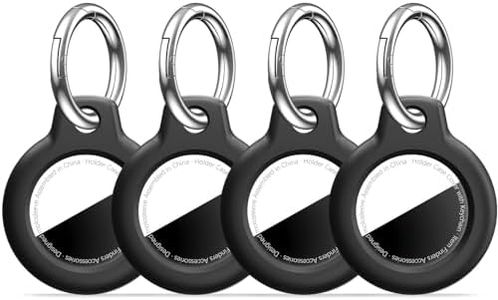 MOLOSLEEVE [4 Pack Case for AirTag 2nd Gen (2026) & 1st Gen, Shockproof Holder Anti-Scratch Protective Cover for Air Tags, Men's Women's Keyrings & Keychains for Keys, Luggage, Bags, Black