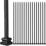 Therwen 20 Sets Wrought Iron Balusters, Hollow Plain Bar Balusters, Iron Baluster Shoes Stair Flat Shoe with 1/2" Square Balusters, Staircase Balusters Metal Spindle Railing, Satin Black