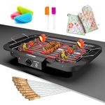 Cultbuzz Electric Barbecue Grill Smokeless Portable Adjustable Temperature Control 2000 Watt Indoor And Outdoor Water Filled Drip Tray Removable (Bbq Gloves Scrubber Oil Brush), Free Standing