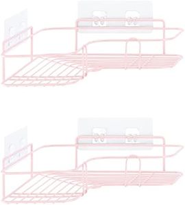 Navaris Étagère de Douche - Lot 2X Panier de Douche Mural sans vis avec Fixation Crochet autoadhésif - Rangement shampoing Savon Gel Douche Rasoir