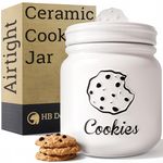 Airtight Cookie Jar - 6"W x 8"H Matte White Ceramic Cookie Jars for Kitchen Counter - Large Cookie Jar with Airtight Lids - Farmhouse Cookie Jar Airtight Lid - Big Cookie Containers with Lids Airtight