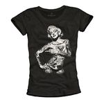 Womens Pin Up Tattoo T-Shirt - Marilyn Monroe Black L