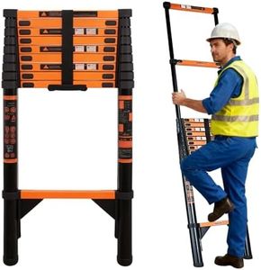 Telescoping Ladder, 12.5 FT Extension Ladder,Heavy Duty 330lbs Max Capacity,with Stabilizers & Non-Slip Feet,Portable Extension Ladder for Household and Outdoor Working - Black (12.5FT/3.9M)