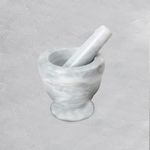 1Above Polished Marble Pestle & Mortar | Solid and Durable | 10cm Diameter | Sleek Marble finish with Gradiented textures Making it Ideal for anyone with passion for Cooking (WHITE GREY)