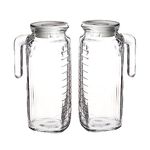 Bormioli Rocco Gelo Glass 1.2 Liter Jug with White Lid, Set of 2
