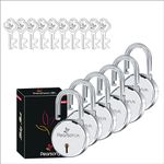 Pearson.fit Round Padlock 65mm 6 Lock Open with 10 Same Key 8 levers Double Locking Anti Thift Weather-Resistant Shop Shutter High Security Main Door Lock for Home