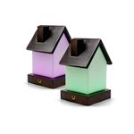 Home Friendship Lamp v2 by LuvLink - Extended WiFi Range - Bluetooth Setup - Wood & Glass Design (Set of Two, Walnut)