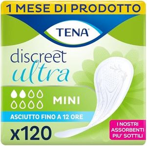 TENA Discreet Mini Ultra Pacco Scorta Mensile - Assorbenti per perdite urinarie femminili, discreti e confortevoli, 6 confezioni x 20 pezzi