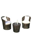 LOCCUS 3 Piece Patio Furniture Set, Front Porch Furniture, Rattan Wicker Furniture, Balcony Furniture Set, Small Patio Furniture,Outdoor Patio Furniture, Bistro Sets (Black & Offwhite)