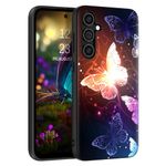 GUAGUA Case for Samsung S24 Galaxy S24 Cases Glow in Dark Cute Butterfly Noctilucent Luminous Cover for Women Girls Men Slim Thin Shockproof Protective Phone Cases for Samsung Galaxy S24, Black