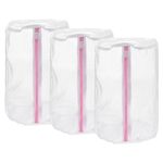 uxcell 3Pcs Shoes Washing Bag, 8.7 x 13 Inch Cylinder Fine Mesh Laundry Bags for Washing Machine Wash Sneakers, Slippers, Delicate, Underwear, White/Pink