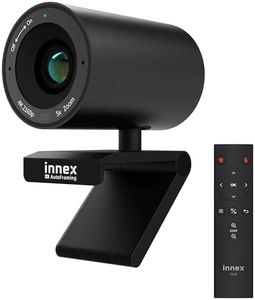 Innex C570 Webcam 4K with 120 Degree Wide Angle, AI Tracking, Auto Framing, ePTZ, with Microphone, 5X Digital Zoom, Remote Control, Webcam Cover, Conference Camera for Zoom, Microsoft Teams