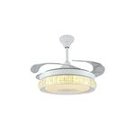 LUXAIRE LUX AA0031 Chandelier Ceiling Fan LED Light, BLDC Motor, Noiseless Retractable Blade with Remote Control for Summer Winter Mode, Matt White