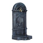 Relaxdays Free Standing Water Fountain, Antique-Style, Nostalgia, Garden, Patio, Faucet, Basin, HxWxD: 83 x 39 x 33 cm, Grey