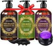 Cellulite,Sore Muscle & Lavender Relaxation Massage Oils with Roller Massage Ball,Spa Treatment Gift Set,Natural Blend of Spa Quality Oils for Soothes Muscle,Warming, Relaxing,Moisturizing.Perfect Christmas Father Day Mother Day Valentine's Day Gifts for Him Her