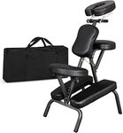 Nova Microdermabrasion Portable Massage Chair Foldable Tattoo Therapy Chair 4 Inches Thickness Sponge Face Cradle Spa Salon Massage Chair (Black)