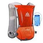 5L Lightweight Running Backpack Outdoor Sports Trail Racing Marathon Hiking Fitness Bag Hydration Vest Pack for Men Women with 1.5L Bag or 500ml Kettle (Orange with 1.5L water bladder, One Size)