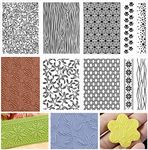 Embossing Folders Clay Stamps for Polymer Clay Earrings Making Embossing Tool Geometric Textured Flower Pottery Stamps Polymer Clay Roller Clay Texture Sheets (9PCS) (9PCS-A)