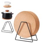 Gocoffun Cork Trivet, 5 Pack 7.5inches Round Cork Coasters with Plate Holders Organizer,Extra Thick Cork Mat Reusable, Multifunctional Cork Mat for Hot Pot, Pans, Kettles, Craft