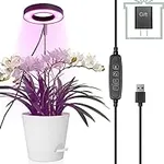 Idealife Full Spectrum LED Grow Light, Height Adjustable Growing Lamp with Auto On/Off Timer 3/9/12H, 10 Dimmable Brightness, 5V Low Safe Voltage,Idea Small Light
