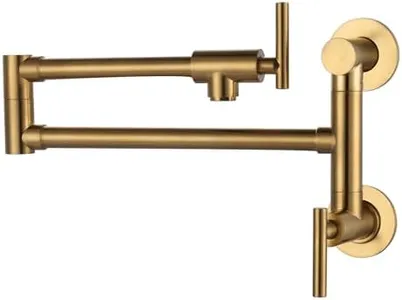 WOWOW Pot Filler Faucet Single Hole Two Attachment Stove Faucet, Brass Pot Filler Wall Mount Folding Faucet Over Stove, Brushed Gold Pot Filler Faucet with Double Joint Swing Arms